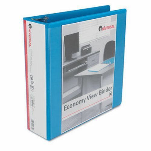 Universal economy d-ring vinyl view binder, 3&#034; capacity, light blue (unv20739) for sale