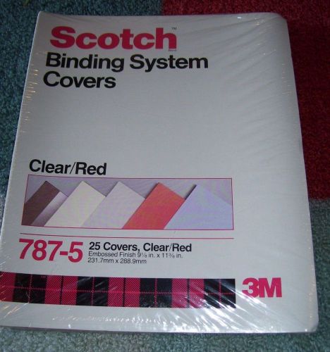 NEW 3M Scotch Binding System Covers 787-5 25 count Clear Red