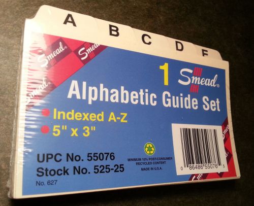 Smead alphabetic card guides, 1/5-cut tab, 5 x 3, heavy manila, 25 pack 55076 for sale