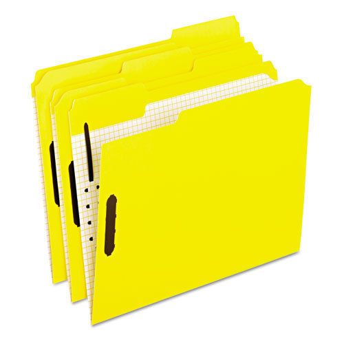 Reinforced Top Fastener Folders, 1/3 Cut, Letter, Yellow, 50/Box