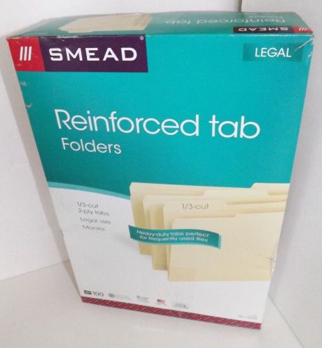 Smead 15334 Manila File Folders w/ Reinforced Tab -Legal -0.75&#034; Exp -100/Box