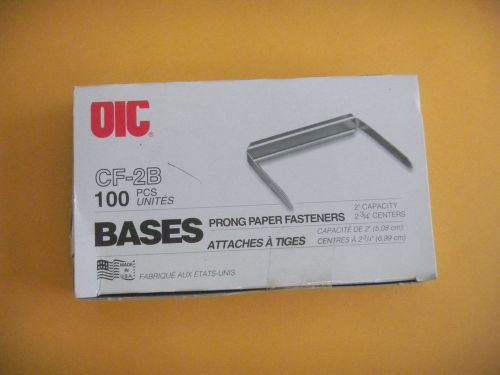 oic   Prong Bases  Paper Fastener 2 &#034; Capacity 2 3/4 centers  100/Box  99854