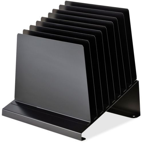 Slanted Vertical Organizer, Eight Sections, Steel, 11 x 9 1/4 x 12, Black