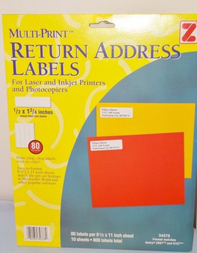 Multi Print Return Address Labels Laser &amp; Inkjet Printers 1/2 x1 3/4 &#034; 800 Label