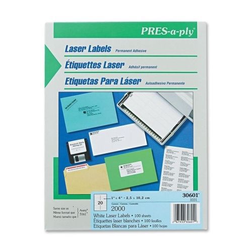 Avery pres-a-ply standard shipping label -1&#034;wx4&#034;l-2000/bx -laser-white for sale