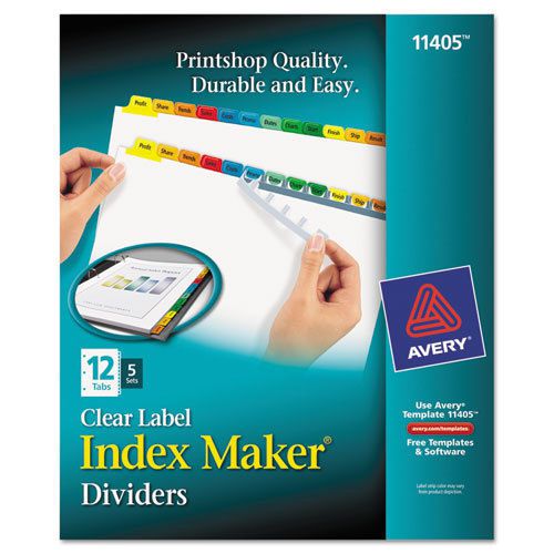 Index Maker Dividers, Multicolor 12-Tab, Letter, 5 Sets/Pack