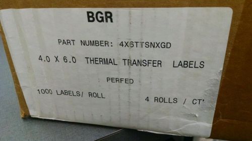Thermal transfer labels 4&#034;x6&#034; 1000 labels per roll, 4 rolls per case. for sale