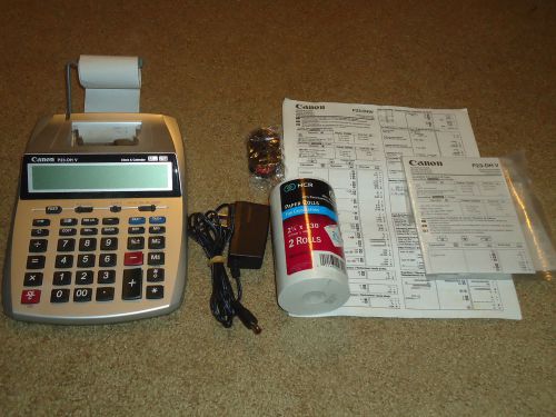 Canon P23-DH V Printing Calculator w/Power Cord Extra Ribbon and New Paper Rolls