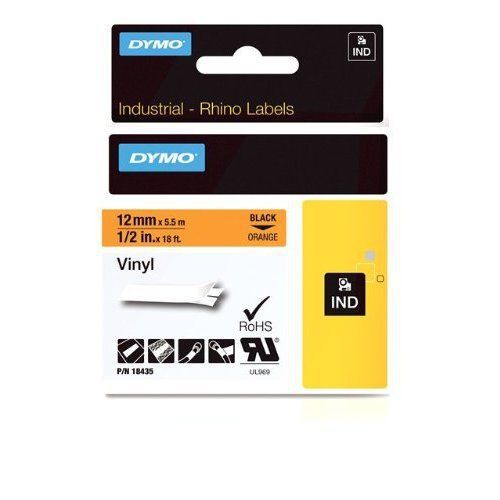 Dymo 18435 0.5in indoor/outdoor vinyl blk for sale