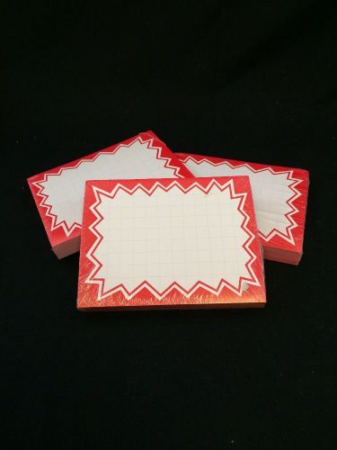 Price Signs White w/ Red Border 7&#034; X 5 1/2&#034; 100 Count (set of 3)