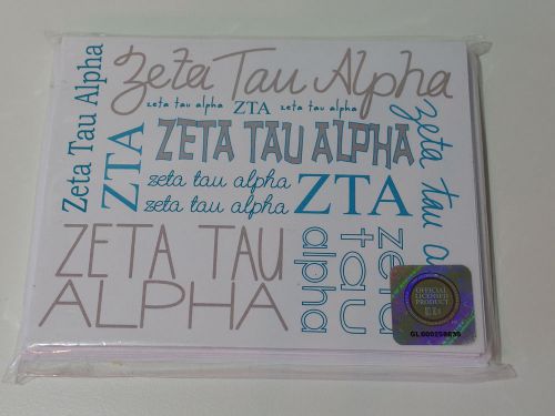 New zeta tau alpha sorority note cards 10 blue envelopes for sale