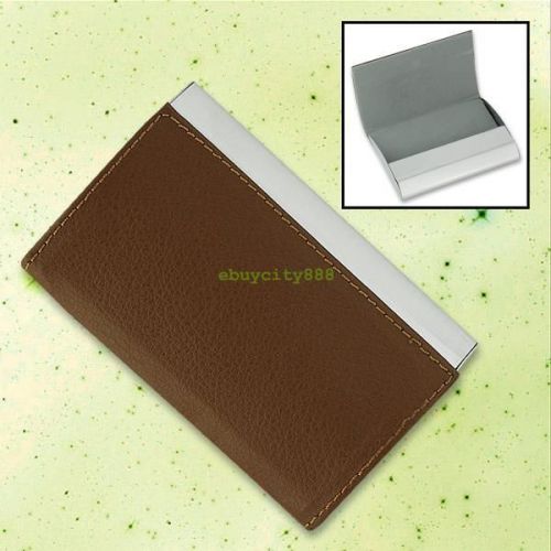 Magnetic Faux Leather Credit ID Name Card Holder Secure Metal Case For Business