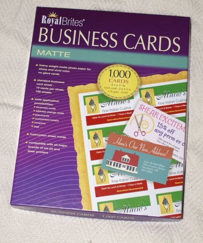 Royal Brites 1000ct. Business Cards White 8.5x11 Scored Card Stock  New