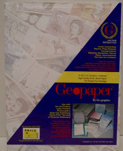 Geographics GeoMoney Printing Paper 8.5&#034; x 11&#034; 24-lb Bond Paper 100 Sheets NEW