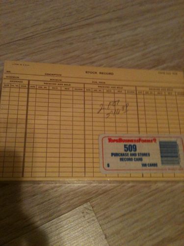 (2) STOCK RECORDS TOPS FORM 509 PURCHASE AND STORES RECORD CARD 100 CARDS EACH
