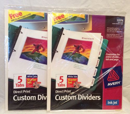LOT OF 2 AVERY 11578 INKJET DIRECT PRINT CUSTOM DIVIDERS 10 TABS DISCS INCLUDED