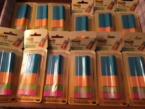 Post-it pop-up page markers, 1&#034;x1.5&#034;, asst., 200/pk,dispenser mmm672c1 lot of 12 for sale