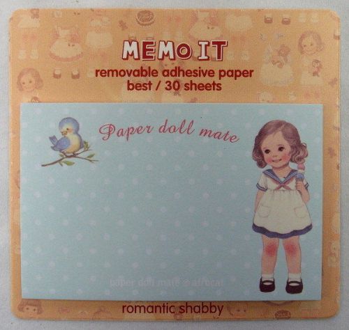 Retro Paper Doll Adhesive Memo Notes: Blue Dots  *COMBINED SHIPPING AVAILABLE*