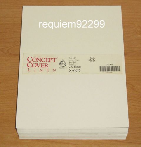 250 BECKETT 720311 SAND 80lb 8.5x11&#034; CONCEPT COVER LINEN PAPER: SCRAPBOOK/INVITE