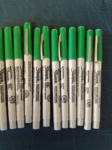 Green Sharpie Markers, Extra Fine, Qty 12, #35004