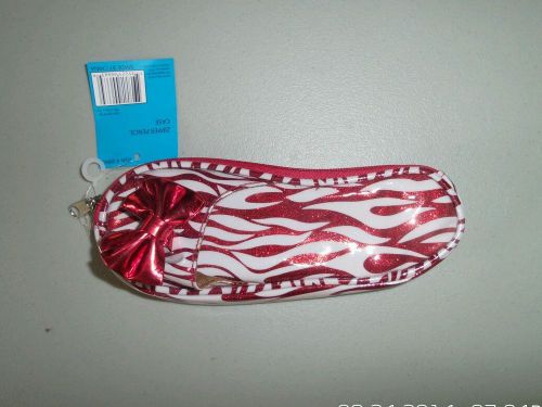Red &amp; white sparkle slipper pencil pouch