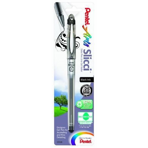 Pentel Arts Slicci 0.25 mm Extra Fine Gel Pen, Black Ink, 1 Pack (BG202BPA) New