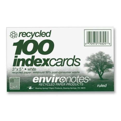 Roaring Spring Environotes, Ruled Index Card - 100 ea