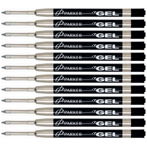 Parker Quink Retractable Gel Refill Black Ink Medium Point 12-Refills 30525PP