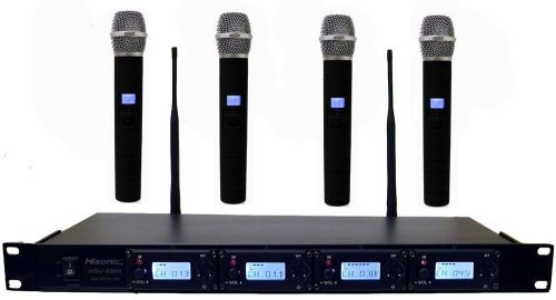 Hisonic 100 ch hsu8900h 4 x wireless microphones system with handheld cordless for sale