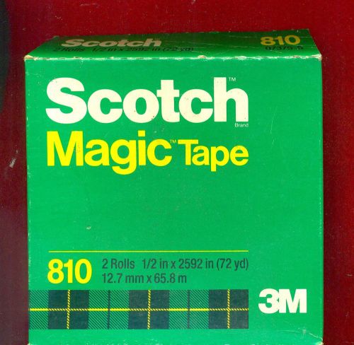 Scotch Magic Tape 1/2 inch by 2592 # 810 2 rolls in box new 3 inch core