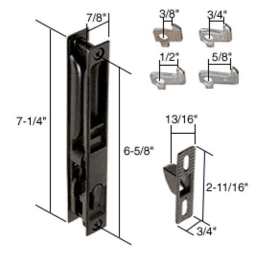 Patio black non-keyed flush mount sliding glass door handle set 6-5/8&#034; holes for sale