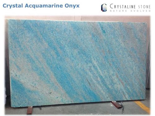Aquamarine Crystal Onyx Gemstone Slab Translucent stone Kitchen, Bath/Backsplash