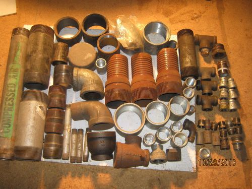 Large mixed lot of (69)  metal pipe fittings tee couplings reducers plug nipple for sale