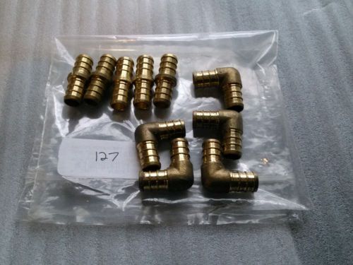 (5) 1/2&#034; pex elbows, (5) 1/2&#034; pex - brass crimp fittings for sale