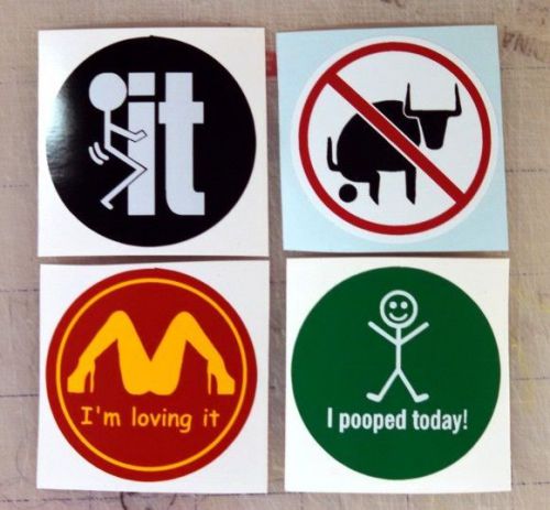 4 Funny Hard Hat Stickers / Helmet Decals Labels Bull F**k It Loving It No Bull