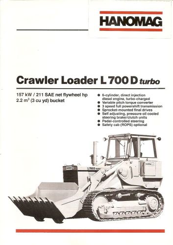 Equipment Brochure - Hanomag - L700D Turbo - Crawler Loader - 1983 (E1606)