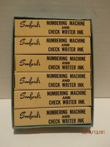 Vintage SANFORD Numbering Machine &amp; Check Writer Ink, Lot of 6, NOS, 3/8 fl oz