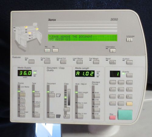 XEROX 3050 Wide Format Engineering Plotter Printer Control Console / Panel