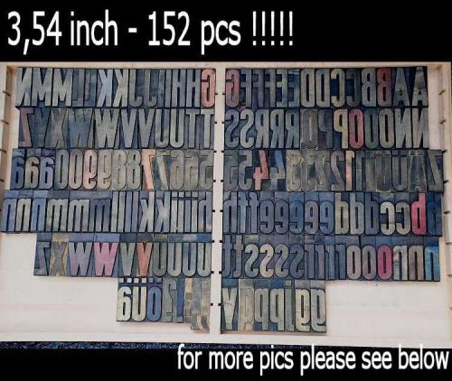 Letterpress wood printing blocks 152 pcs 3.54&#034; tall alphabet type woodtype abc for sale