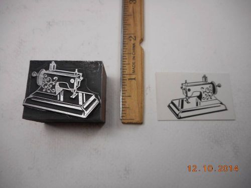 Printing Letterpress Printers Block, Sewing Machine w Design on Side