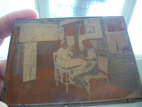 antique/vintage woodblock copper printing negative plate