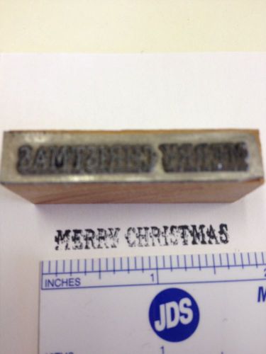 Vintage letterpress wood block, Merry Christmas