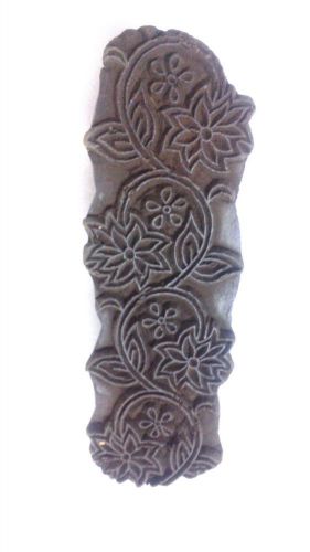 vintage old deep inlay hand carved flower textile printing block/stamp