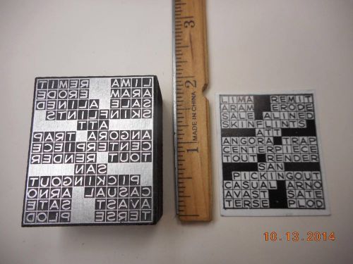 Letterpress Printing Printers Block, Crossword Puzzle, Filled in