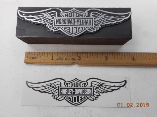Letterpress Printing Printers Block, Harley Davidson Motorcycles, Wings Emblem