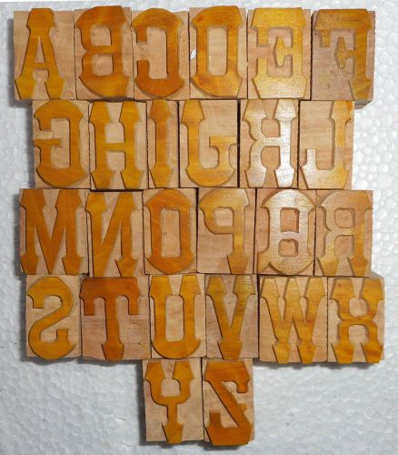 &#034;a to z&#034; letterpress letter wood type printers block typography collection b1069 for sale