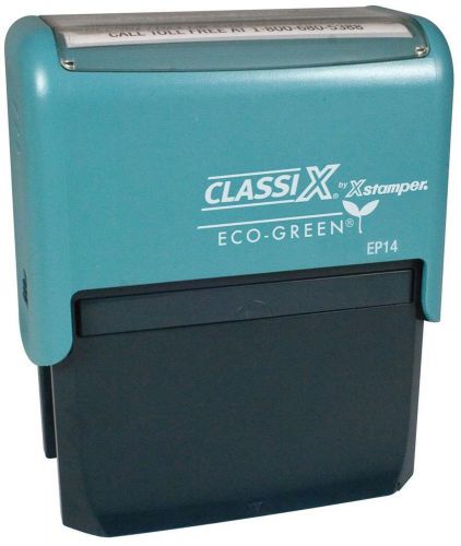 NEW ECO GREEN Xstamper Classix P14 Self-Inking Plastic 7 line custom text Stamp