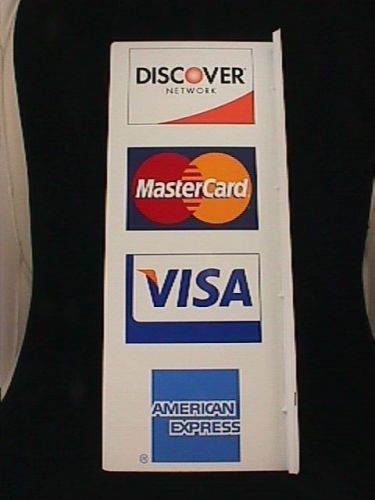 Visa mastercard discover &amp; american express 26&#034; metal credit card sign for sale