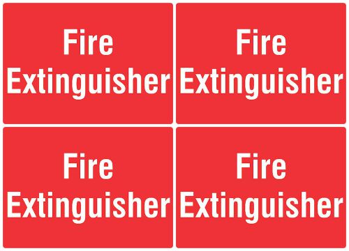 Fire Extinguisher Red Safet Sign Quality Four Pack Signs Emergency Put Out s150