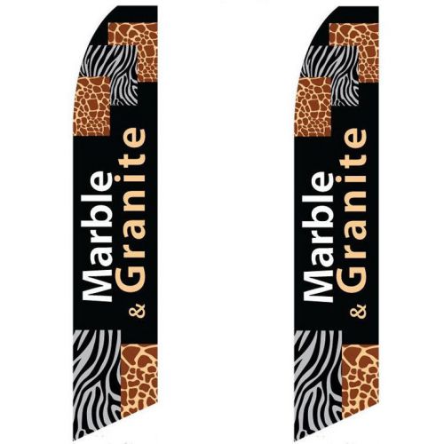 Swooper Flag 2 Pack Marble &amp; Granite Black White Tan Animal Prints